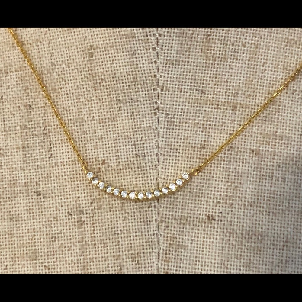 CRYSTAL GOLD HALF MOON COLLAR NECKLACE